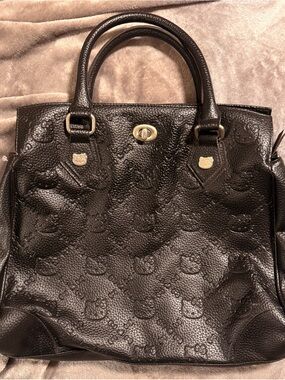 Hello Kitty Loungefly Black Leather Embossed Satchel Handbag #HelloKitty